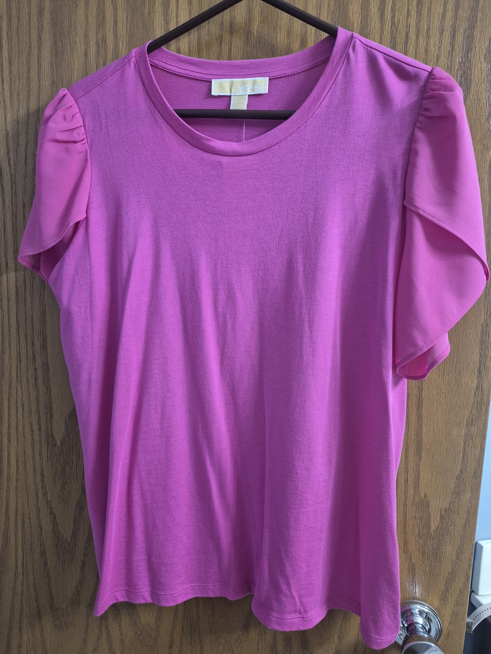 Michael Kors Bright Pink Flutter Sleeve Tee